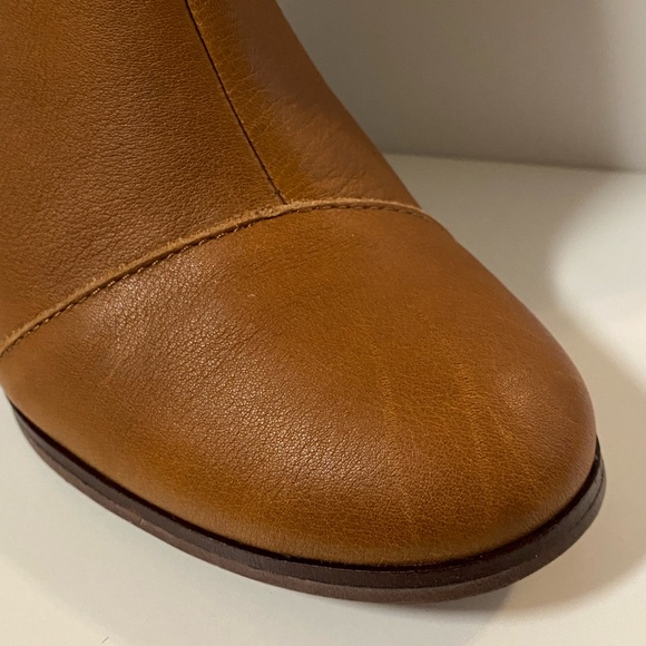 Toms Booties Women’s 7 Brown Leather Lunata Boots Casual Round Toe Block Heel - Picture 8 of 13